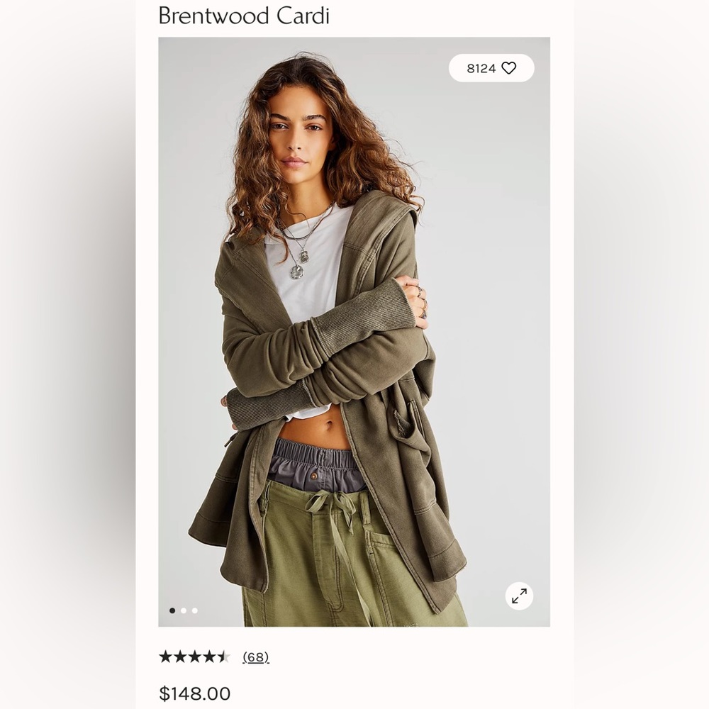 Free People Brentwood Cardi size XS in color Army